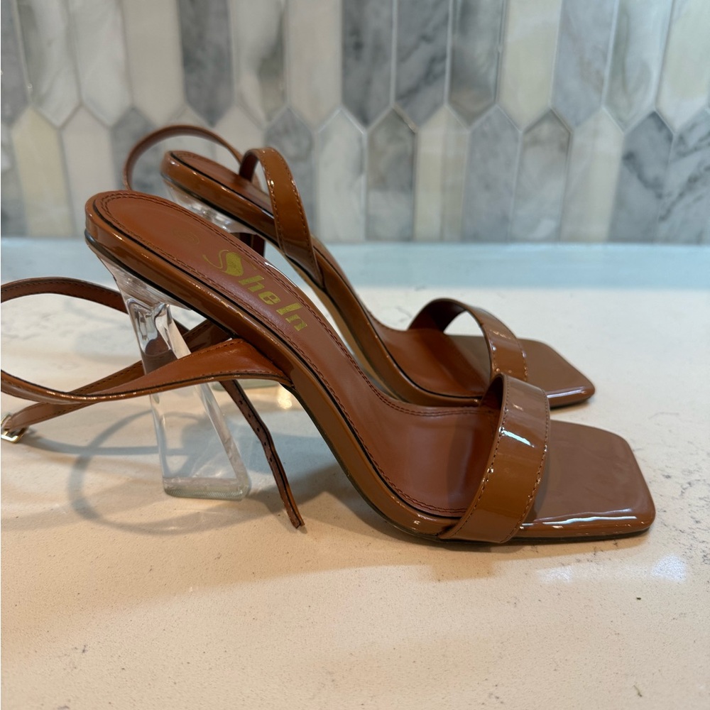 Brown Stiletto Heels with Ankle Strap